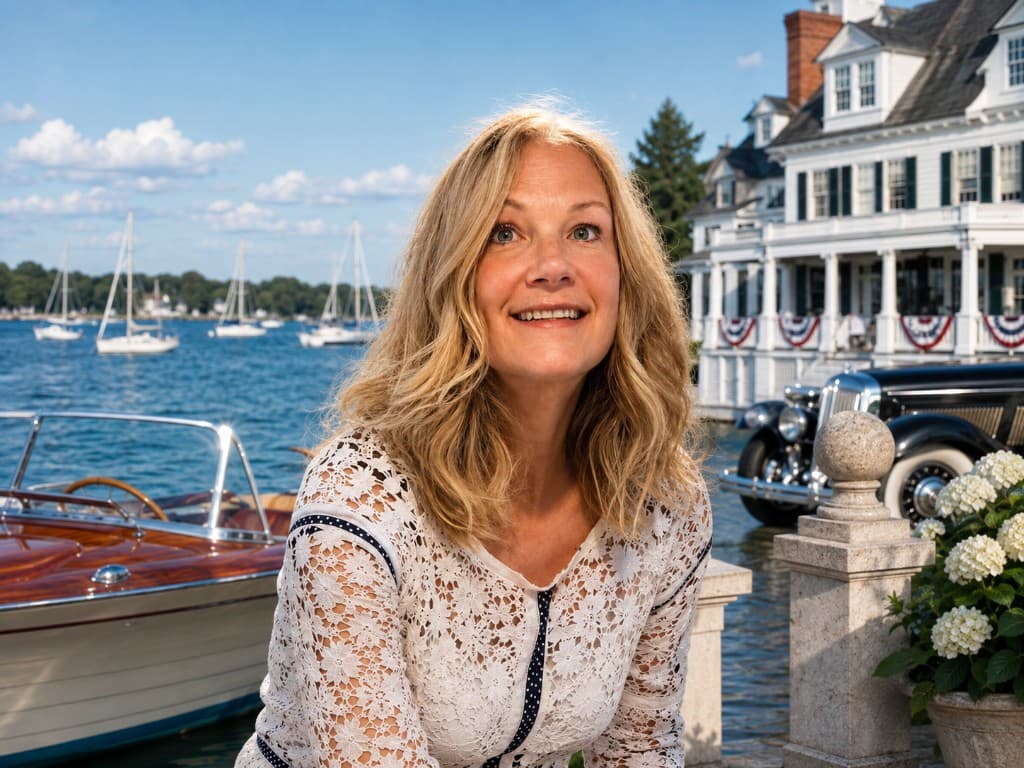 Portrait of Kay Brenner at a historic waterfront setting