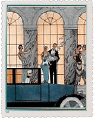 1920s Art Deco evening scene illustration